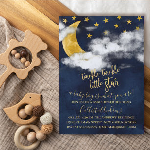 Twinkle Twinkle Little Star Moon Boy Baby shower Kaart