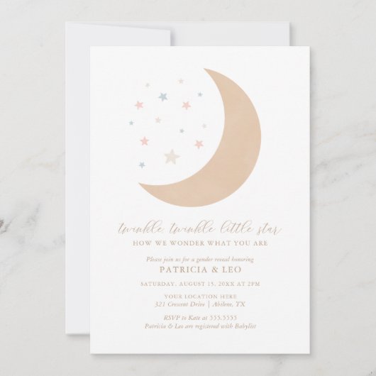 Twinkle Twinkle Little Star Moon Gender onthulling Kaart (Voorkant)