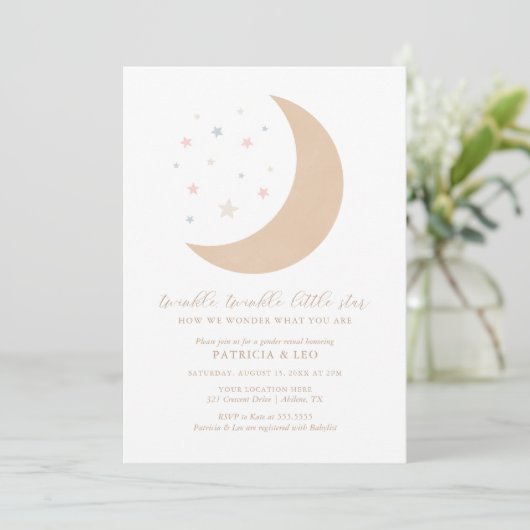 Twinkle Twinkle Little Star Moon Gender onthulling Kaart (Staand voorkant)