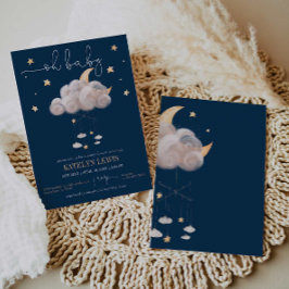 Twinkle Twinkle Little Star Navy Baby shower Kaart