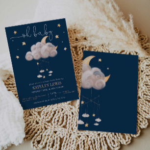 Twinkle Twinkle Little Star Navy Baby shower Kaart