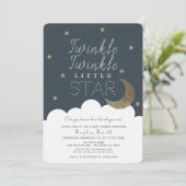 Twinkle Twinkle Little Star Navy Blue Baby shower Kaart (Staand voorkant)