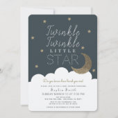 Twinkle Twinkle Little Star Navy Blue Baby shower Kaart (Voorkant)