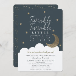 Twinkle Twinkle Little Star Navy Blue Baby shower Kaart