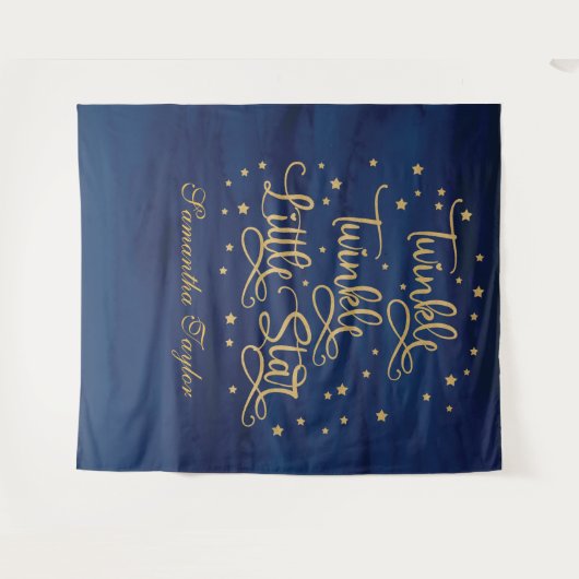 Twinkle Twinkle Little Star Navy Gouden Glitter Wandkleed (Voorkant (horizontaal))