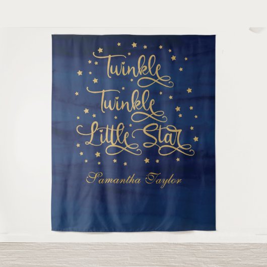 Twinkle Twinkle Little Star Navy Gouden Glitter Wandkleed (Voorkant)