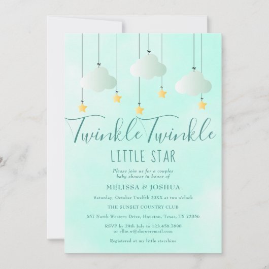 Twinkle Twinkle Little Star Neutral Baby shower Kaart (Voorkant)