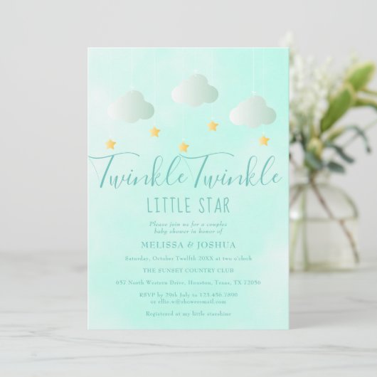 Twinkle Twinkle Little Star Neutral Baby shower Kaart (Staand voorkant)
