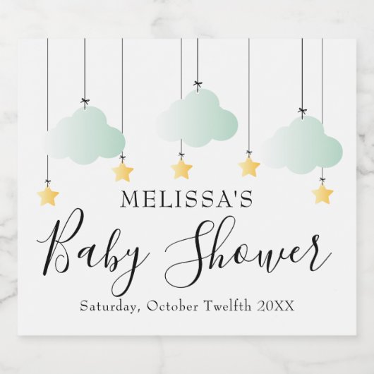 Twinkle Twinkle Little Star Neutral Baby shower Sparkling Wijnetiket (Enkel label)