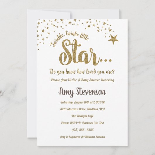 Twinkle Twinkle Little Star Neutral Shower Invite Kaart (Voorkant)