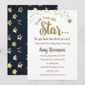 Twinkle Twinkle Little Star Neutral Shower Invite Kaart (Voorkant / Achterkant)