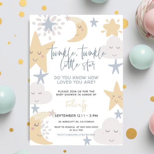 Twinkle Twinkle Little Star Nursery Baby shower Kaart