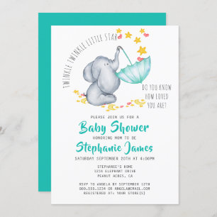 Twinkle Twinkle Little Star Olifant Baby shower Kaart