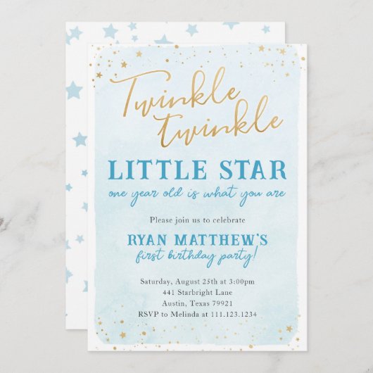 Twinkle Twinkle Little Star Party uitnodiging (Voorkant / Achterkant)