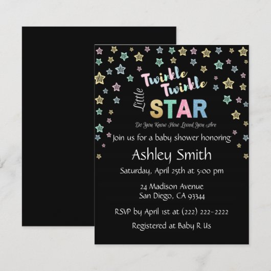 Twinkle Twinkle Little Star - persoonlijke uitnodi Kaart (Voorkant / Achterkant)