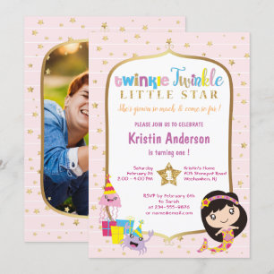 Twinkle Twinkle Little Star Photo Birthday Party Kaart