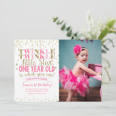 Twinkle Twinkle Little Star Photo Invitation Kaart (Staand voorkant)