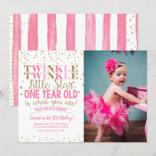 Twinkle Twinkle Little Star Photo Invitation Kaart