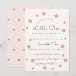 Twinkle Twinkle Little Star Pink Baby shower Kaart