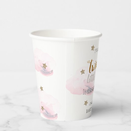 Twinkle Twinkle Little Star Pink Baby shower Papieren Bekers (Rechts)