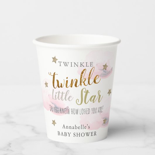 Twinkle Twinkle Little Star Pink Baby shower Papieren Bekers (Voorkant)