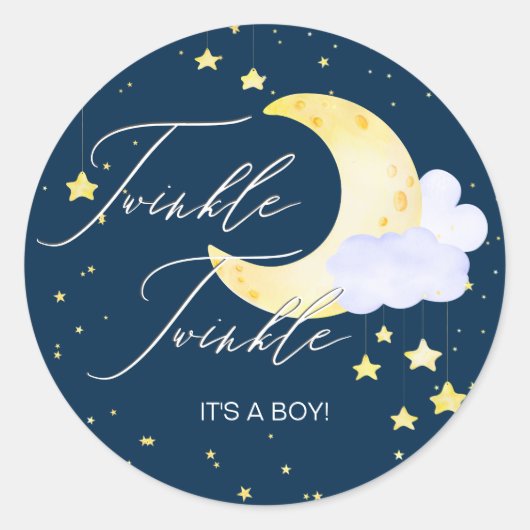 Twinkle Twinkle Little Star Pink Boy Baby shower Ronde Sticker (Voorkant)