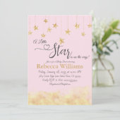 Twinkle Twinkle Little Star Pink Cloud Baby Shower Kaart (Staand voorkant)