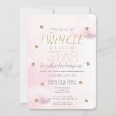 Twinkle Twinkle Little Star Pink Girl Baby shower Kaart (Voorkant)
