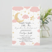 Twinkle Twinkle Little Star Pink Girl Baby shower Kaart (Staand voorkant)