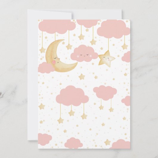 Twinkle Twinkle Little Star Pink Girl Baby shower Kaart (Achterkant)