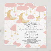 Twinkle Twinkle Little Star Pink Girl Baby shower Kaart (Voorkant / Achterkant)