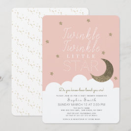 Twinkle Twinkle Little Star Pink Girl Baby shower Kaart