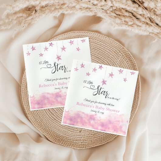 Twinkle Twinkle Little Star Pink Girl Baby Shower Servet