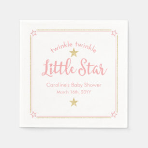 Twinkle Twinkle Little Star Pink Gold Baby shower Servet