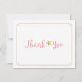 Twinkle Twinkle Little Star Pink Gold Dank u Bedankkaart (Voorkant)