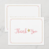 Twinkle Twinkle Little Star Pink Gold Dank u Bedankkaart (Voorkant / Achterkant)