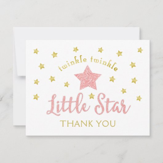 Twinkle Twinkle Little Star Pink Gold Hartelijk da Bedankkaart (Voorkant)