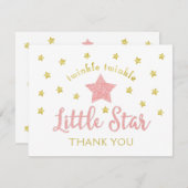 Twinkle Twinkle Little Star Pink Gold Hartelijk da Bedankkaart (Voorkant / Achterkant)