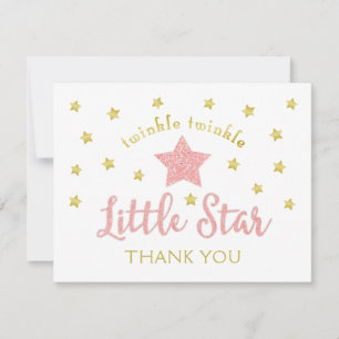 Twinkle Twinkle Little Star Pink Gold Hartelijk da Bedankkaart