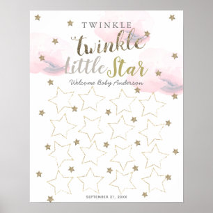 Twinkle Twinkle Little Star Pink Guest Book Sign Poster