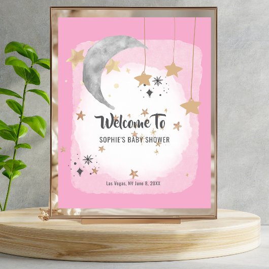 Twinkle Twinkle Little Star Pink Splash Welcome Poster