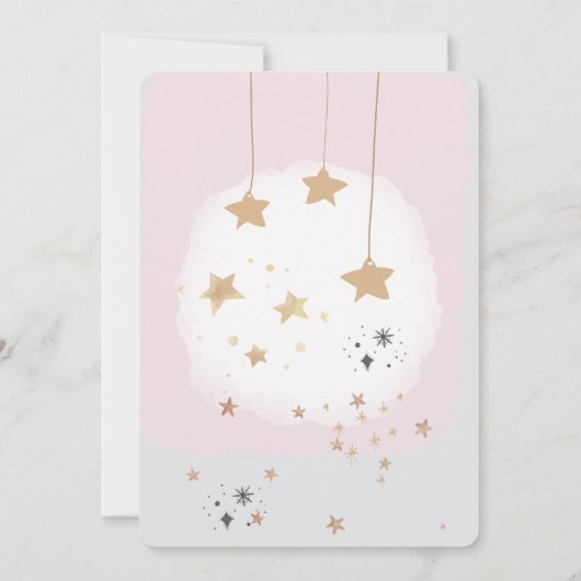 Twinkle Twinkle Little Star Pink Watercolor  Kaart (Achterkant)