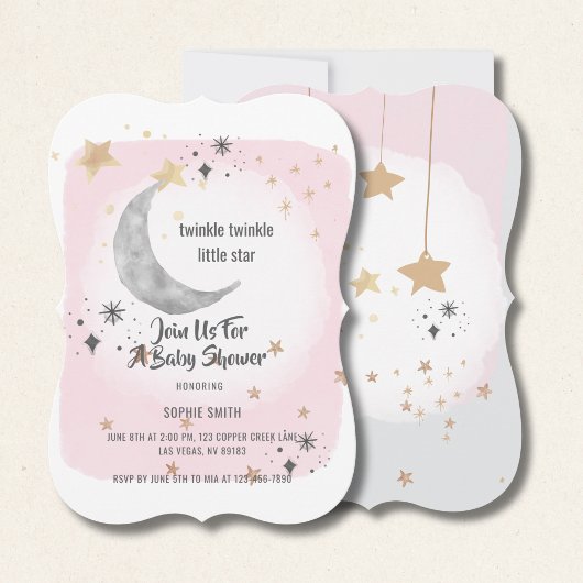 Twinkle Twinkle Little Star Pink Watercolor Kaart
