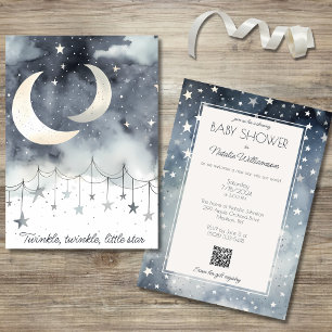 Twinkle, Twinkle, Little Star QR Code Baby shower Kaart