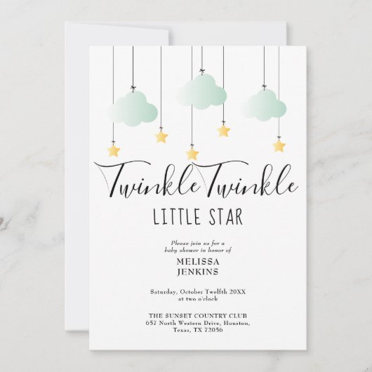 Twinkle Twinkle Little Star QR Code Baby Shower-ui Kaart (Voorkant)