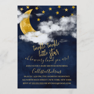 Twinkle Twinkle Little Star Quote Moon Baby shower Kaart