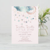 Twinkle Twinkle Little Star Roze Baby Shower Kaart (Staand voorkant)
