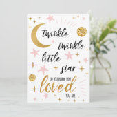 Twinkle Twinkle Little Star Roze Goud Baby Shower  Kaart (Staand voorkant)