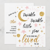 Twinkle Twinkle Little Star Roze Goud Baby Shower  Kaart (Voorkant / Achterkant)
