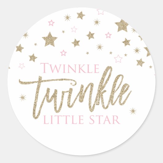 Twinkle Twinkle Little Star roze goud glitter Ronde Sticker (Voorkant)